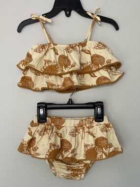 Kate Quinn Sunflower Print Double Ruffle Bamboo Sunsuit